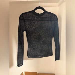 Black Sheer Spiderweb Women Top